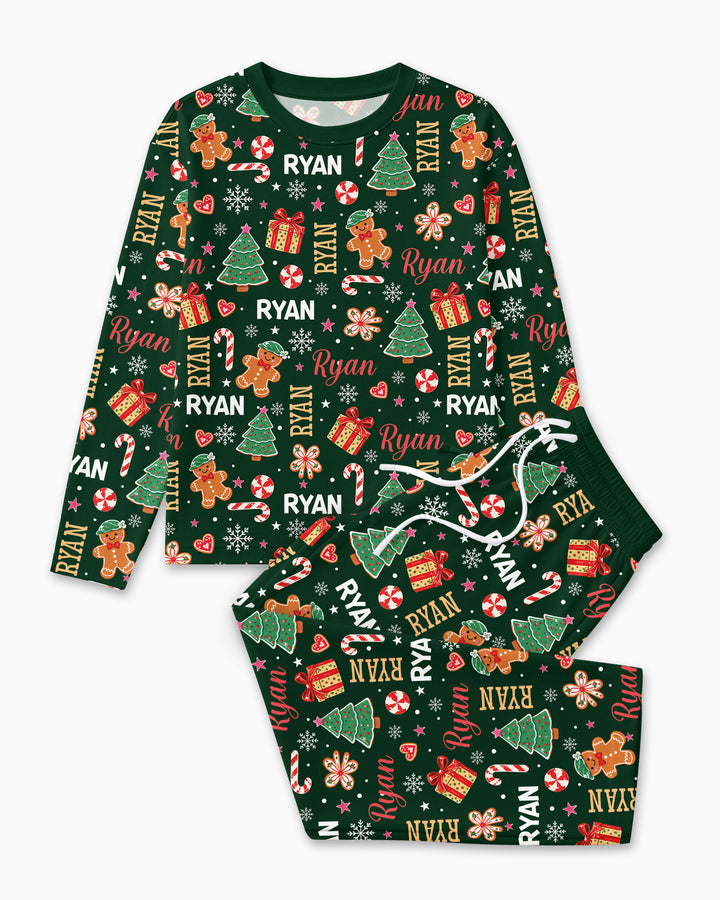 Custom Name Christmas Crew Family Matching Bamboo Men's Pajama Set