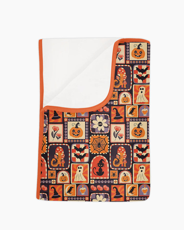 Retro Halloween Patchwork Icons Bamboo Blanket