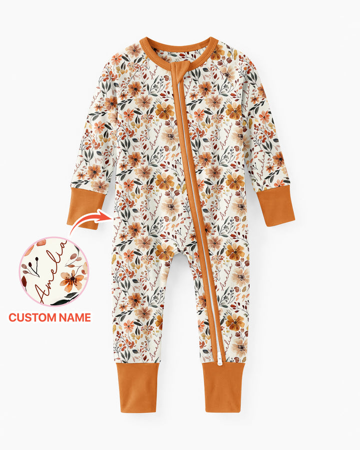 Custom Name Fall Flower Bamboo Convertible Zippy