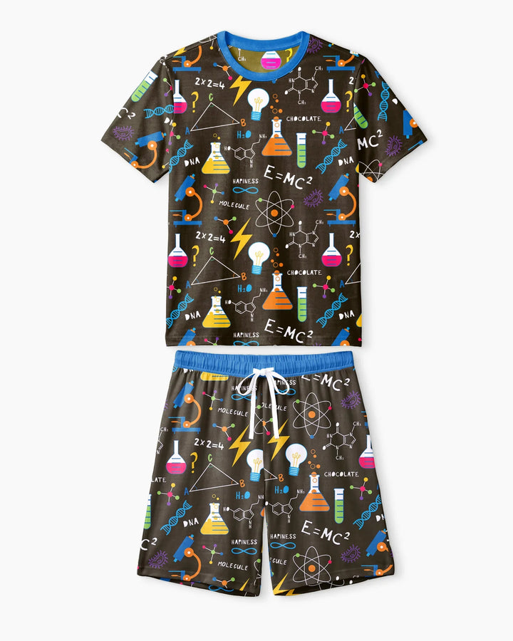 Science Explorer Family Matching Bamboo Men Short Sleeve Short Pajama Set