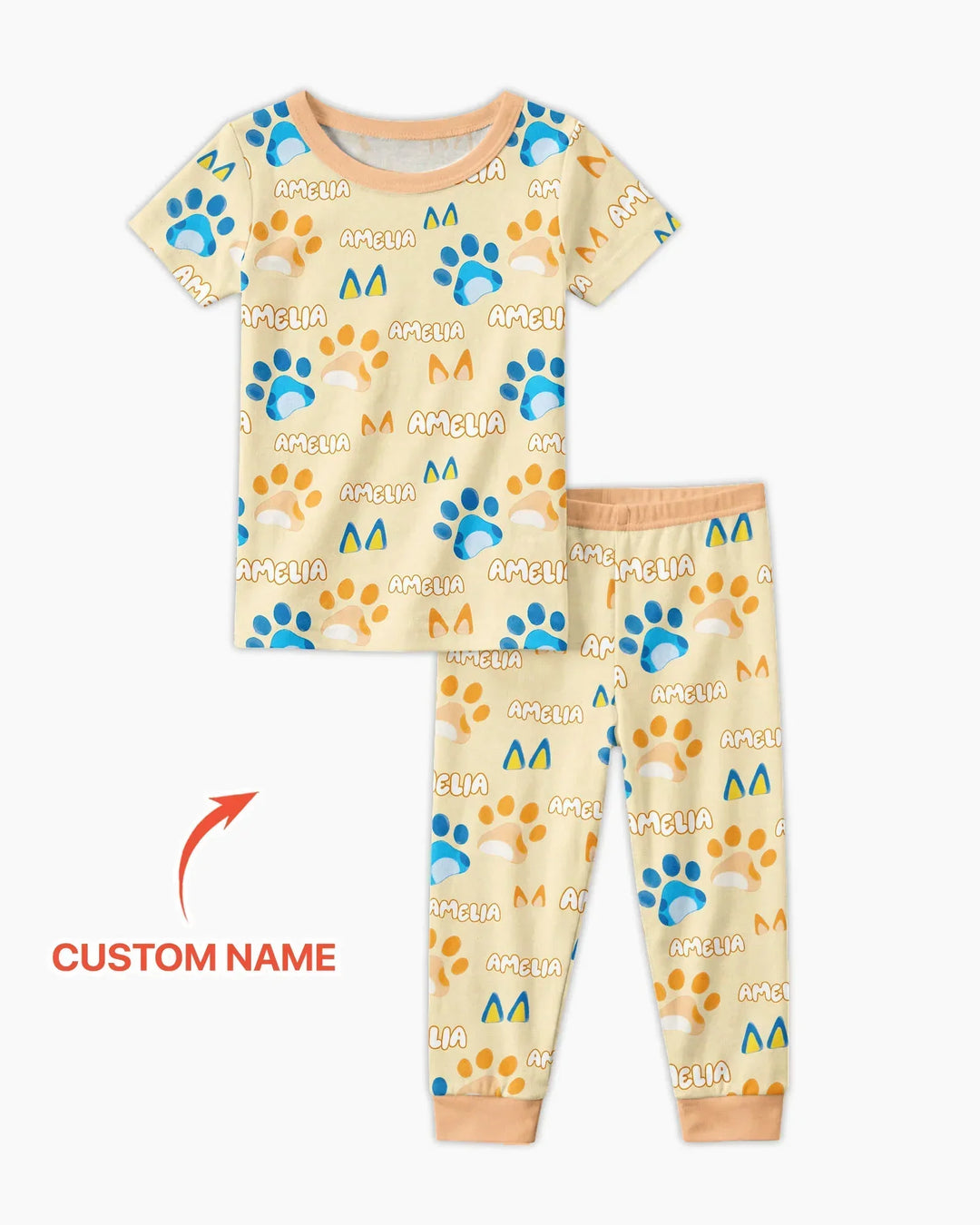 Conjunto de pijama de dos piezas de bambú de manga corta, plantilla personalizada