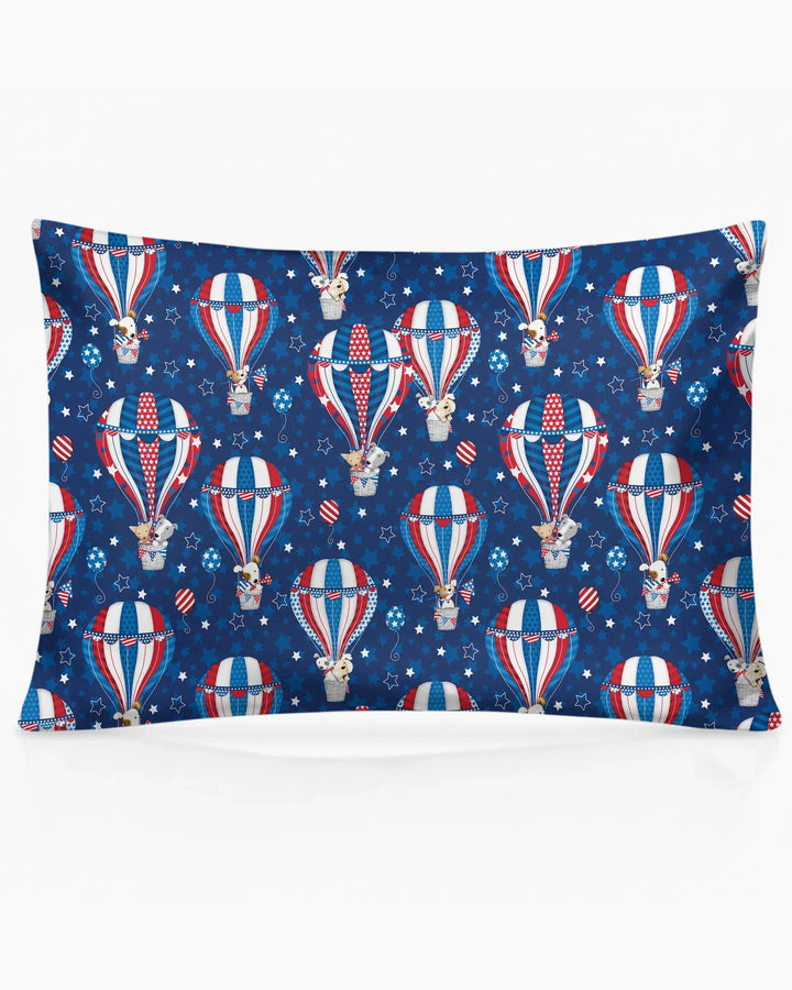Patriotic Pups in Hot Air Balloons Family Matching Bamboo Pillow Case