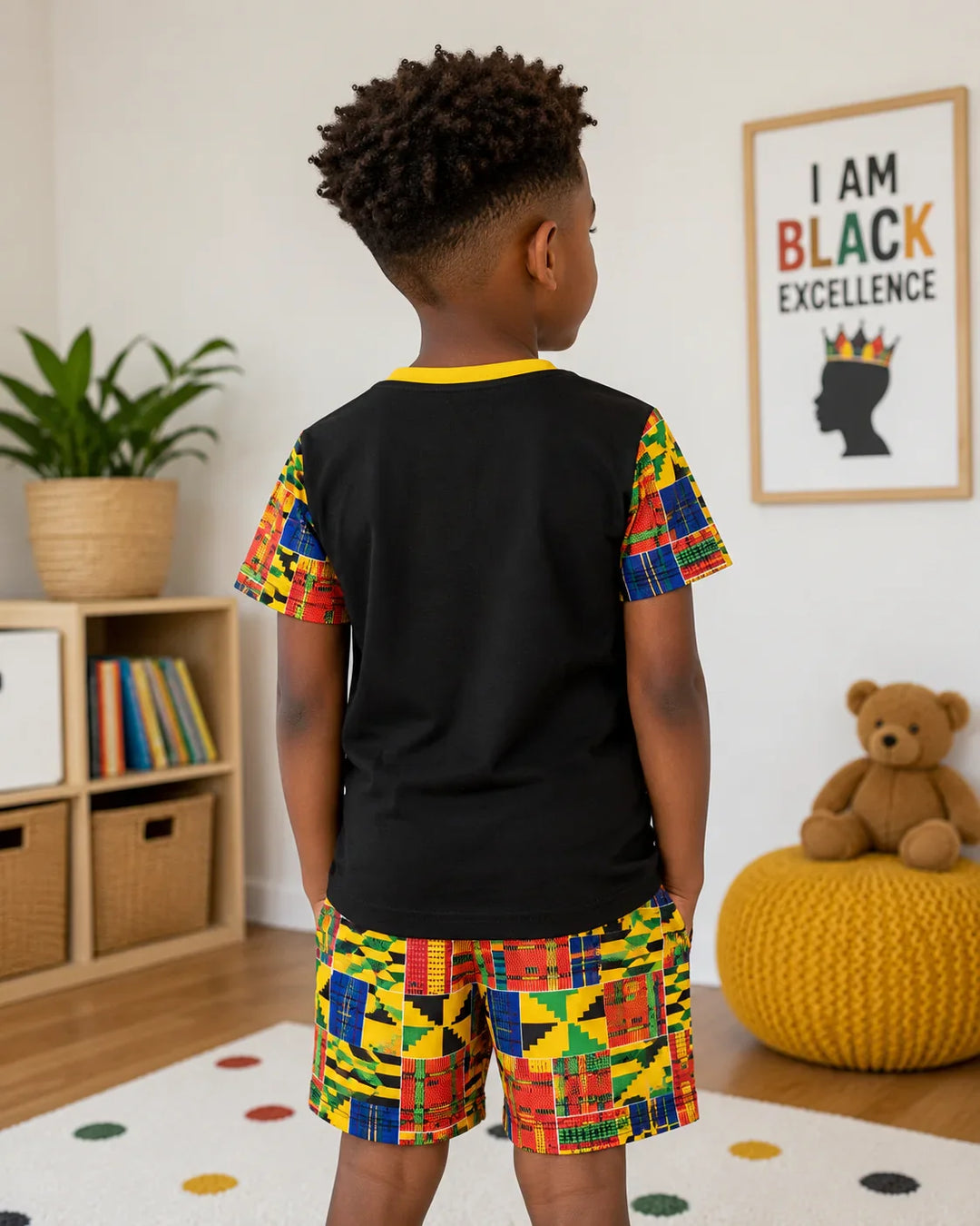Custom Name I Am Black Child Boy Bamboo Two Piece Short Sleeve Shorts Pajama Set