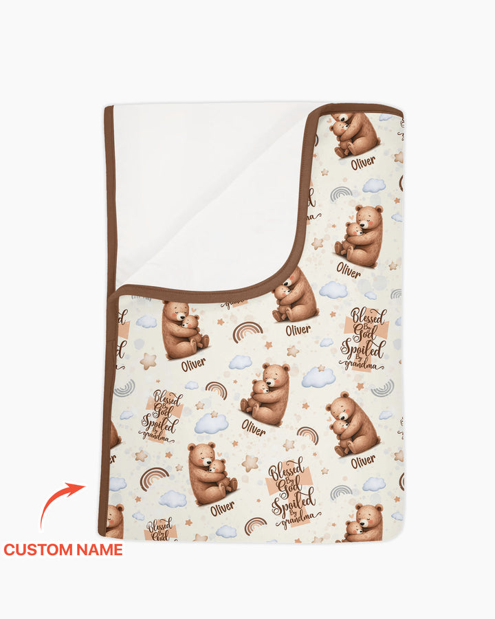 Custom Name Blessed By God Spoiled By Grandma Bamboo Blanket