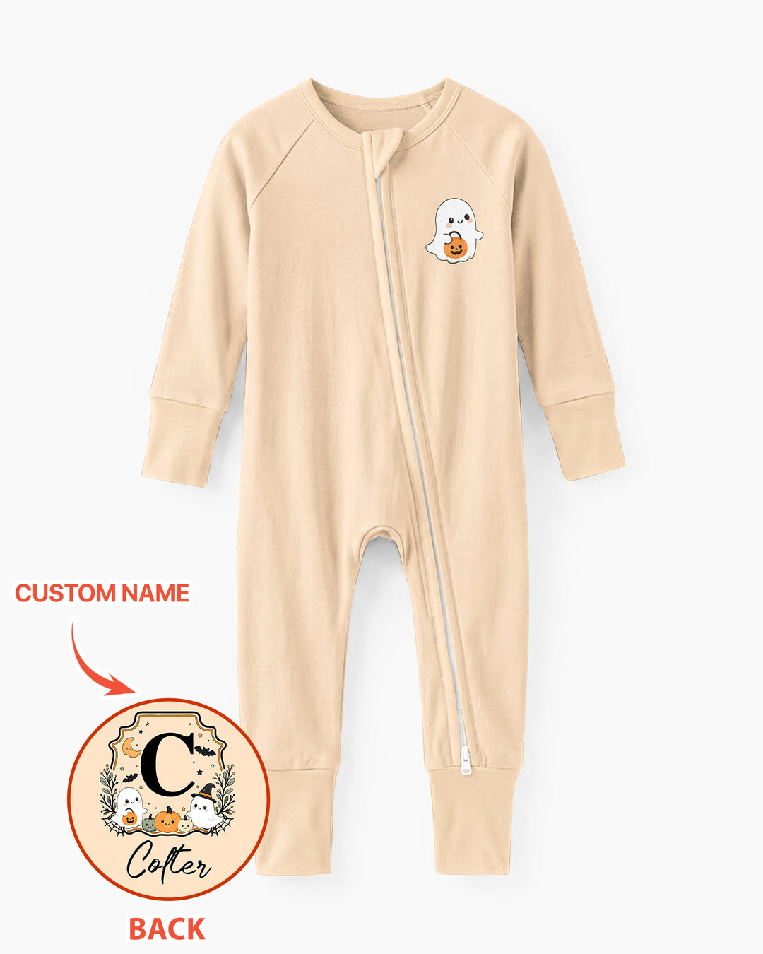 Custom Monogram Ghost Pumpkin Bamboo Convertible Zippy