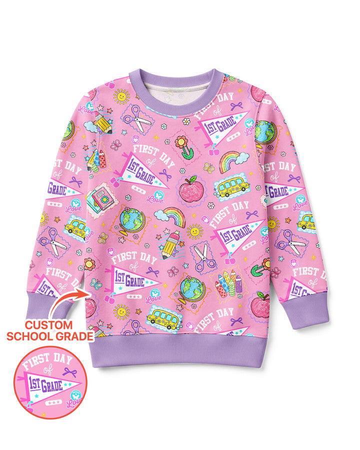 Custom Grade Girls School First Day Bamboo Crewneck Sweatshirt