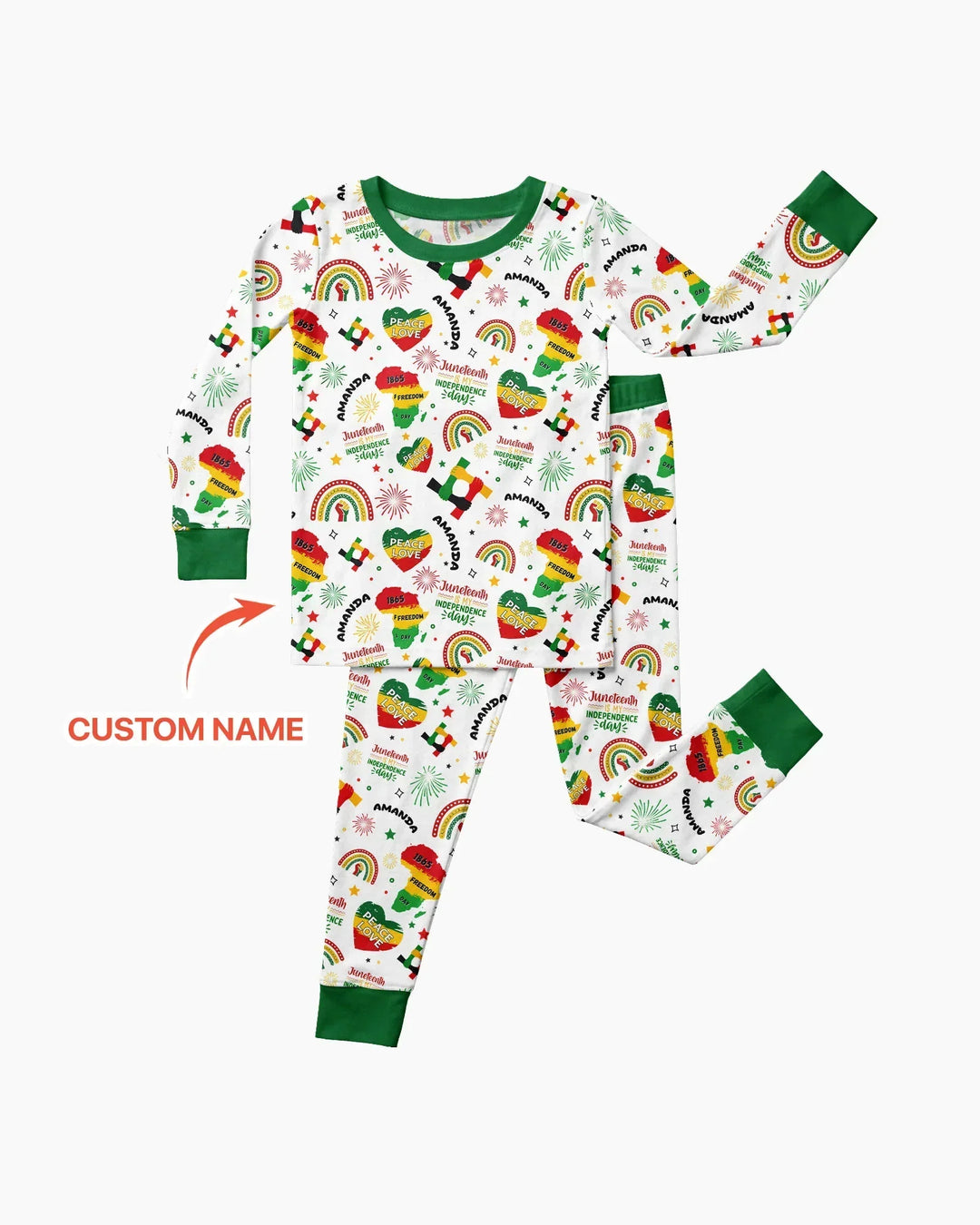 Custom Name Juneteenth Is My Independence Day Bamboo Two Piece Long Sleeve Pajama Set