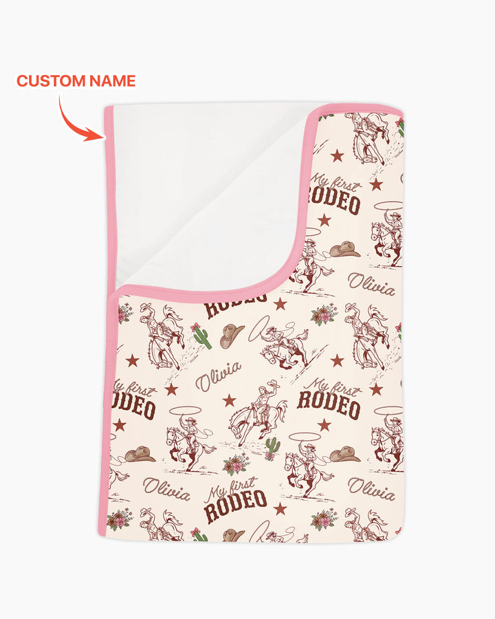 Custom Name First Rodeo Family Matching Bamboo Blanket