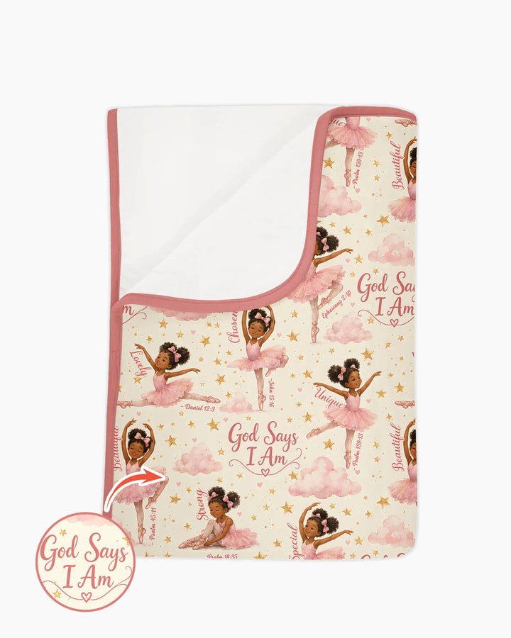Black Girl Ballerina God Says I Am Bamboo Blanket