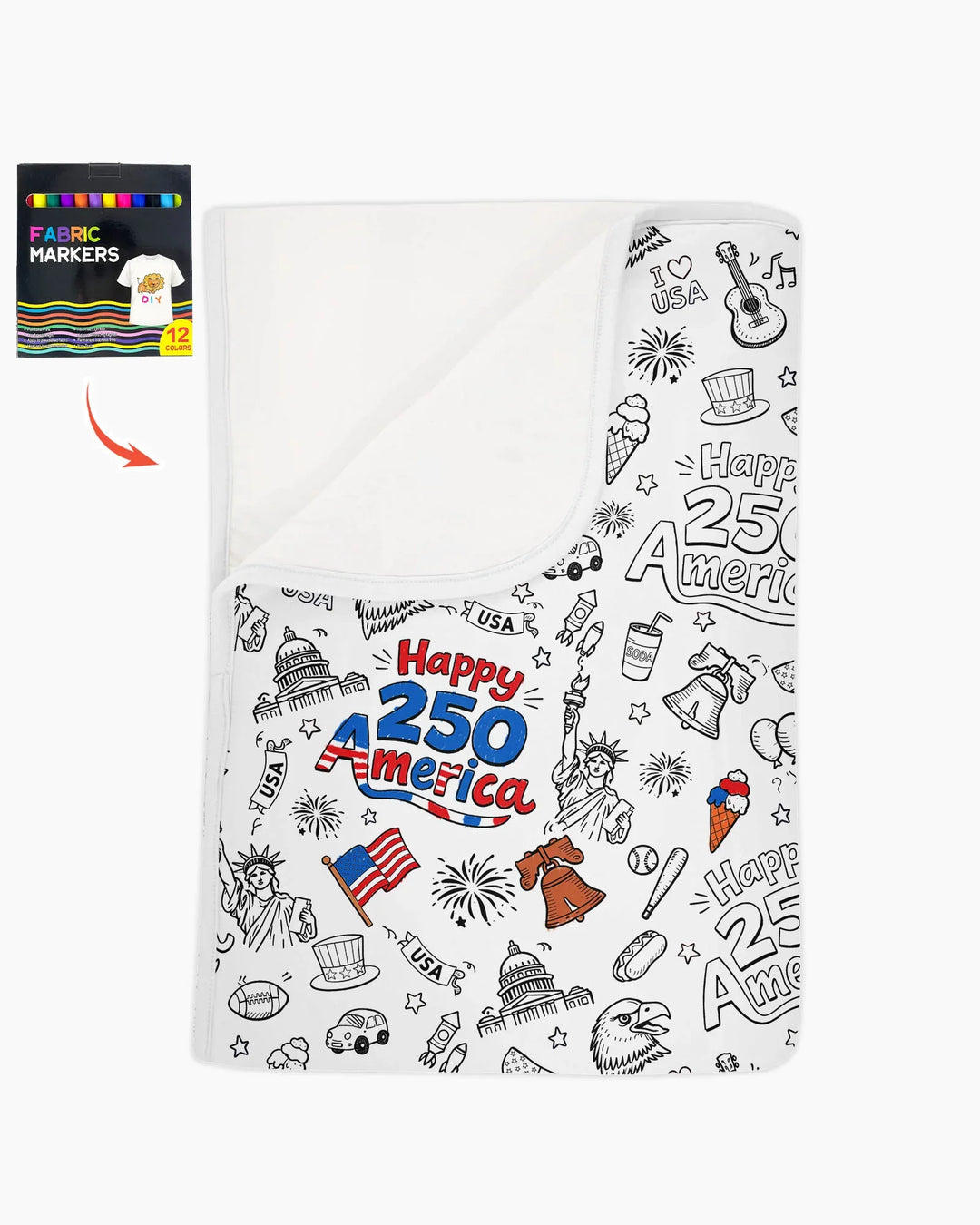 All Colorable Happy 250 America I love USA Bamboo Blanket