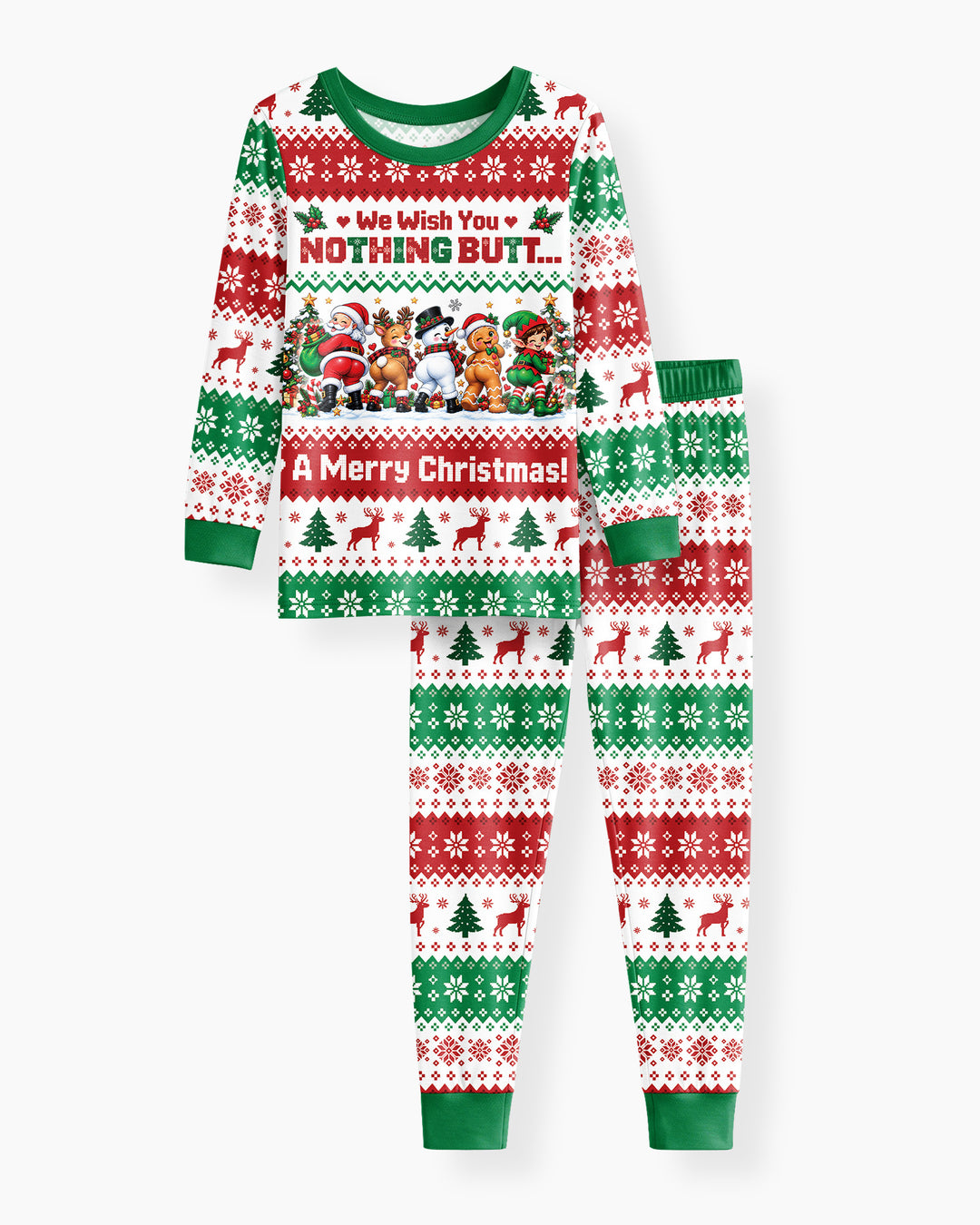We Wish You Nothing Butt A Merry Christmas Bamboo Two Piece Long Sleeve Pajama Set