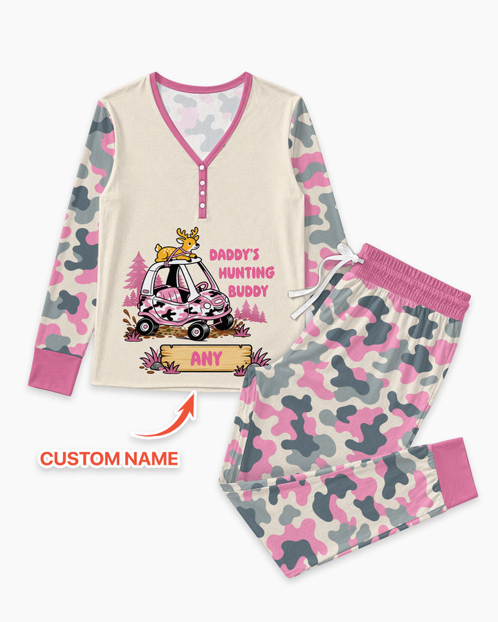 Custom Name Daddy's Hunting Buddy Bamboo Women Pajama Set