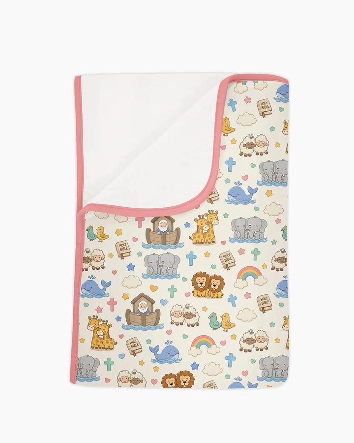 Noah's Ark Jesus Loves Me Bamboo Blanket