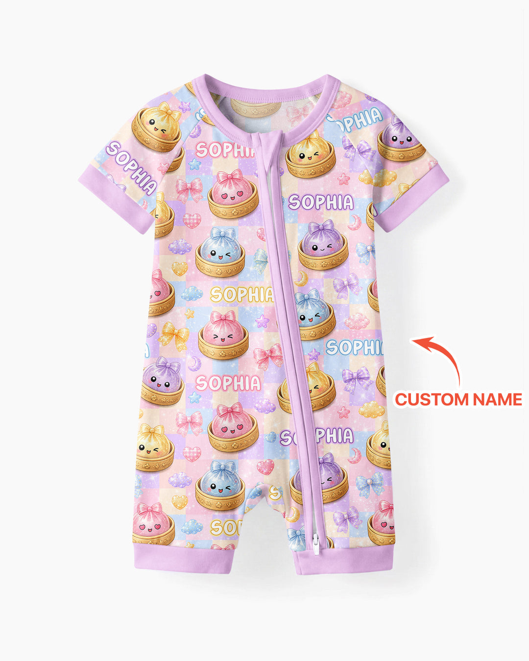Custom Name Coquette Glitter Dumpling Bamboo Shorty Zippy