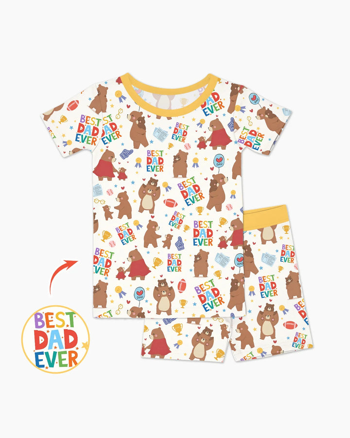Best Daddy Bear Ever Family Matching Bamboo Two Piece Short Sleeve Shorts Pajama Set