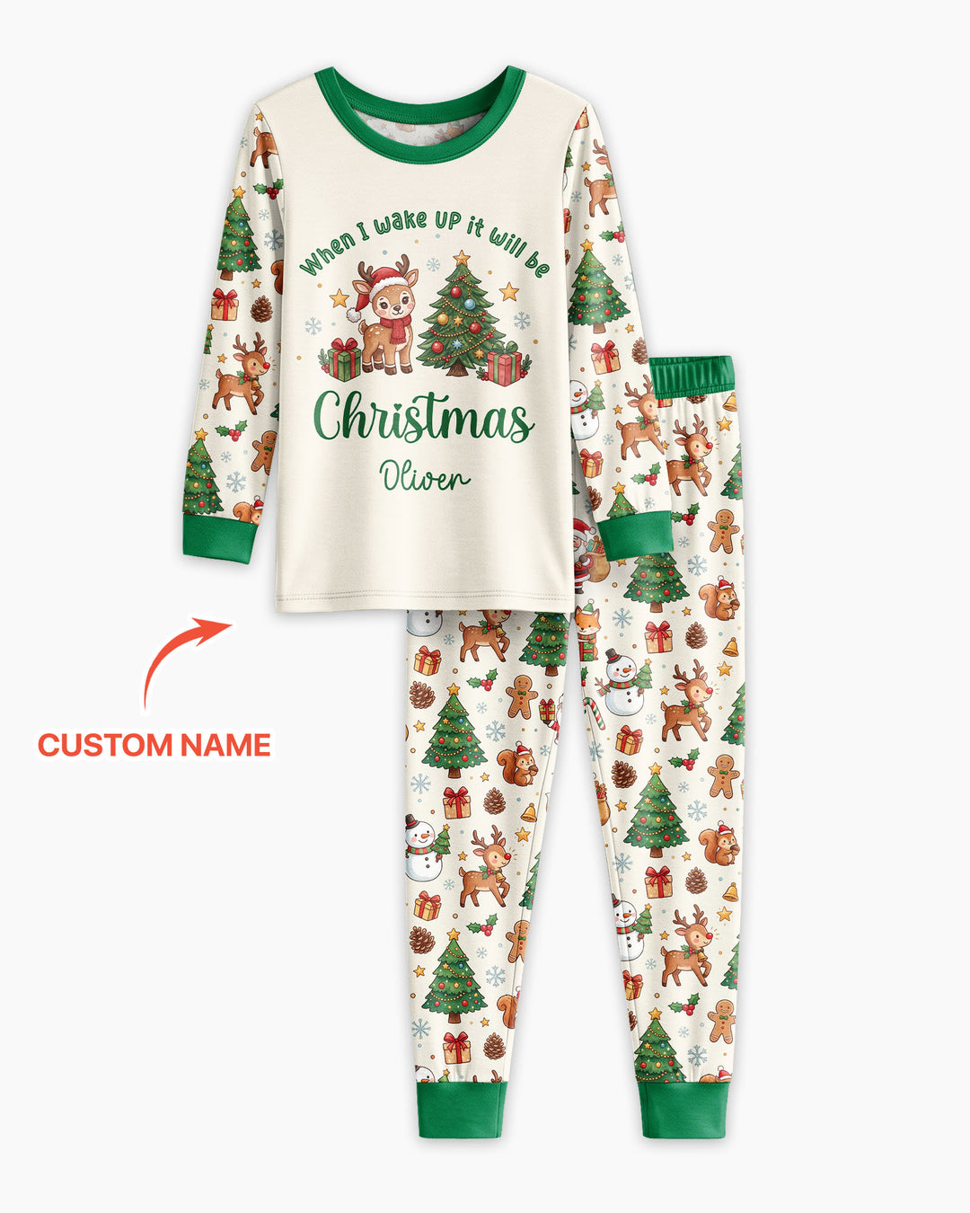 Custom Name When I Wake Up It's Will Be Christmas Bamboo Two Piece Long Sleeve Pajama Set
