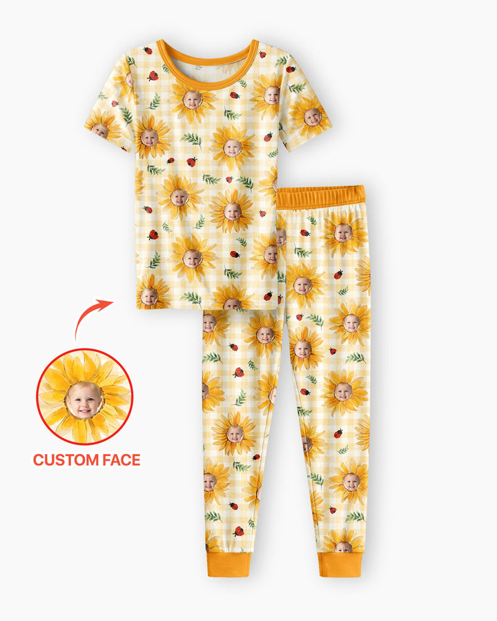 Conjunto de pijama de dos piezas de bambú de manga corta, plantilla personalizada