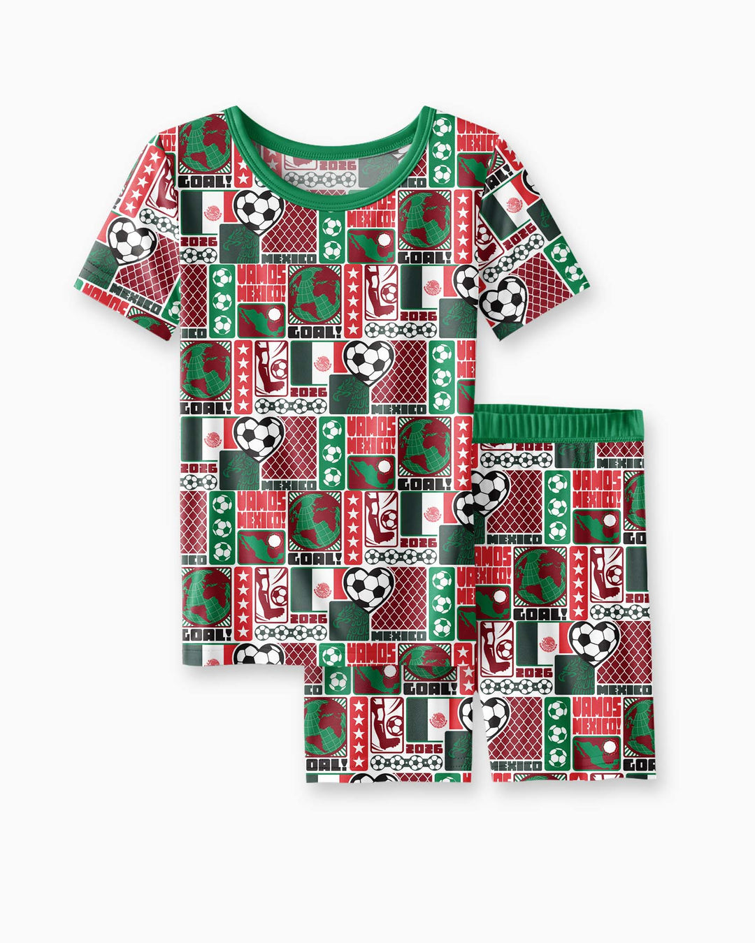 World Soccer Vamos Mexico Bamboo Two Piece Short Sleeve Shorts Pajama Set