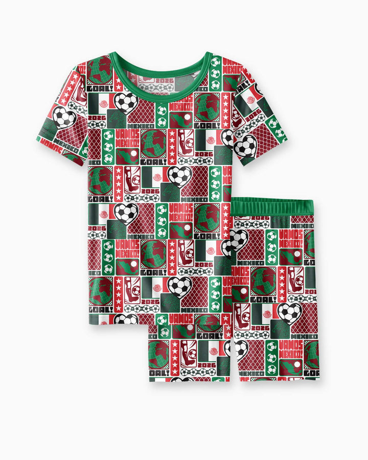 World Soccer Vamos Mexico Bamboo Two Piece Short Sleeve Shorts Pajama Set