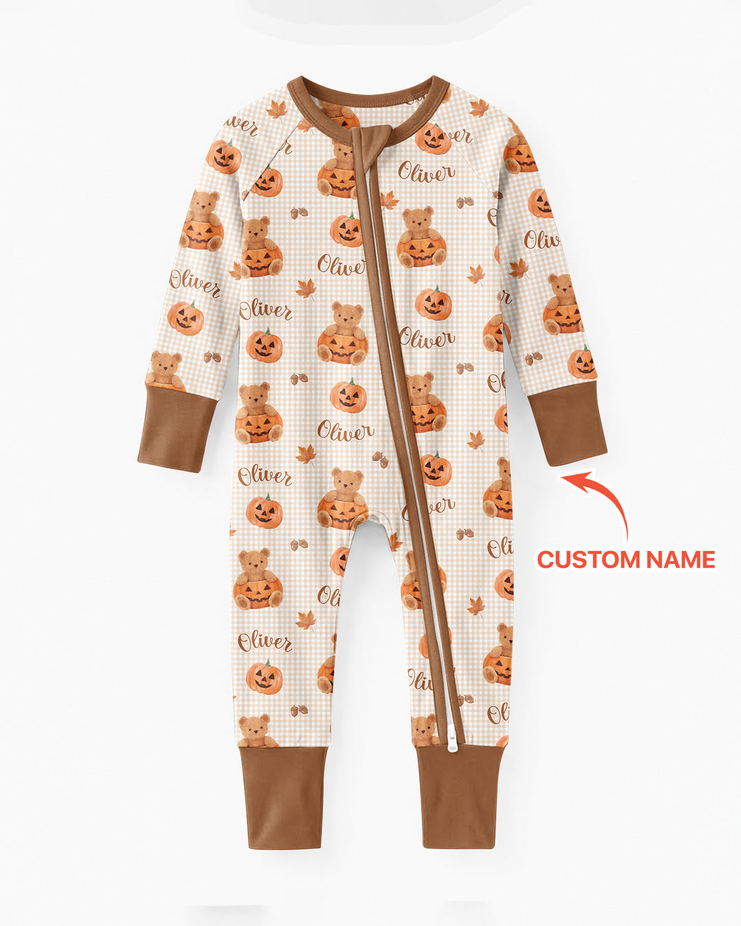 Custom Name Pumpkin Teddy Bamboo Convertible Zippy
