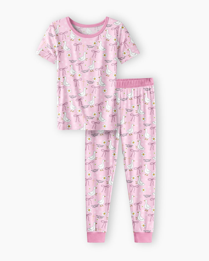 Conjunto de pijama de dos piezas de manga corta de bambú