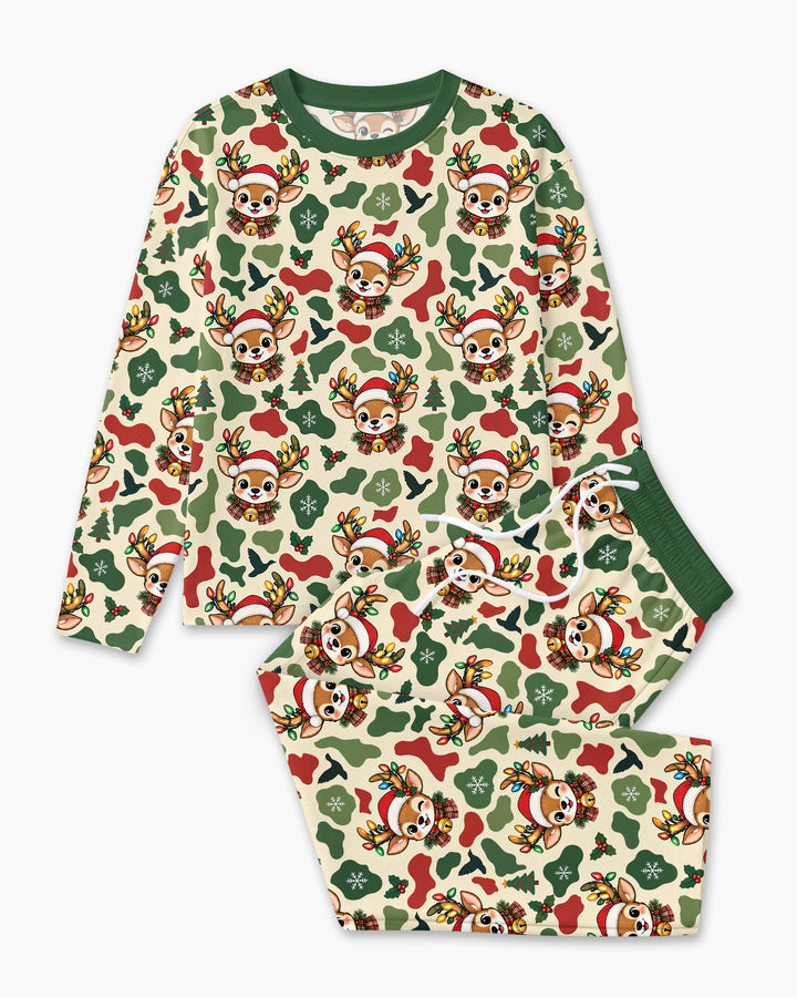 Christmas Deer Hunting Camo Bamboo Men's Pajama Set