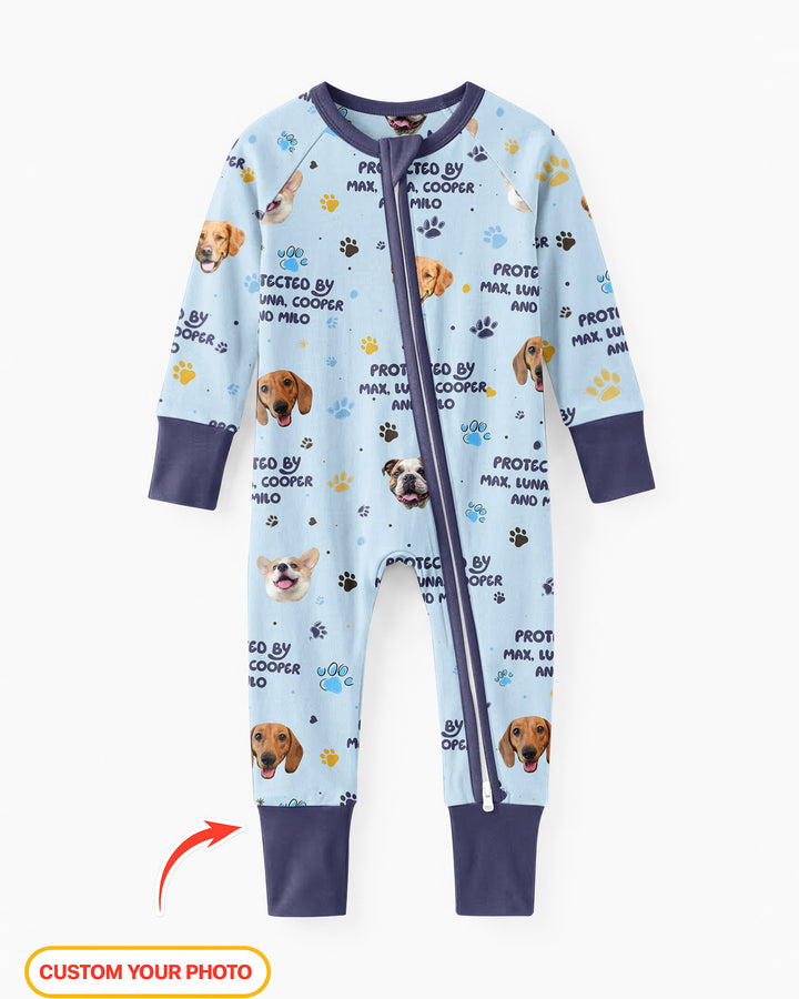 Fotos personalizadas de perros "Protegido por" Pawfect Pink Bamboo Convertible Zippy