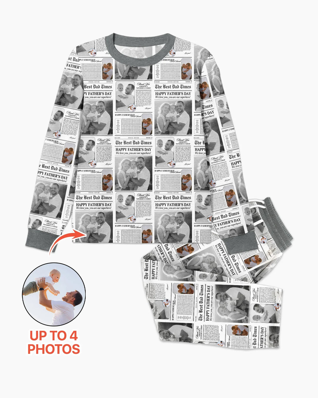 Custom Photo The Best Dad Times Bamboo Men's Pajama Set