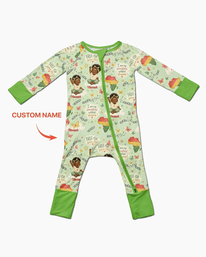 Custom Name Juneteenth I Am My Ancestors' Wildest Dream Bamboo Convertible Zippy