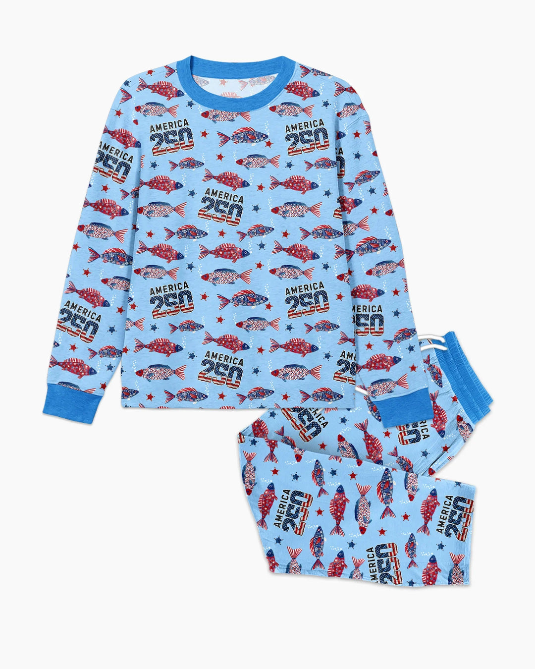 Stars and Stripes Fish Bamboo Men's Pajama Set