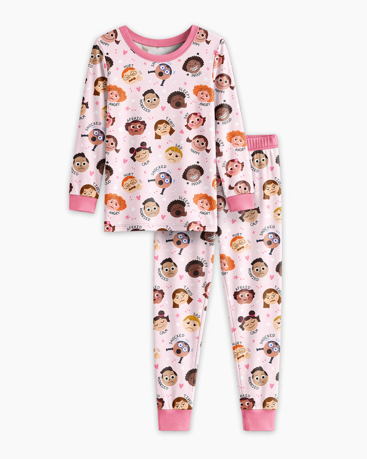 Feelings Vocabulary Bamboo Two Piece Long Sleeve Pajama Set