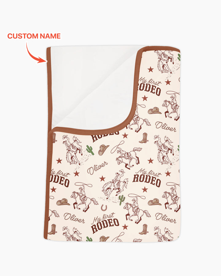 Custom Name First Rodeo Family Matching Bamboo Blanket