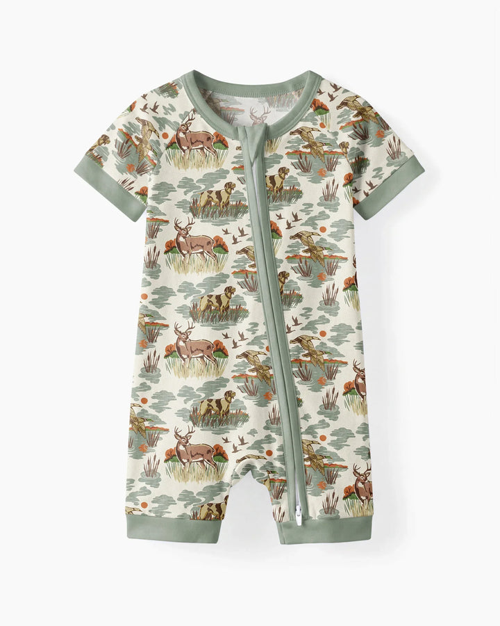Vintage Hunting Season Daddy& Me Matching Bamboo Shorty Zippy