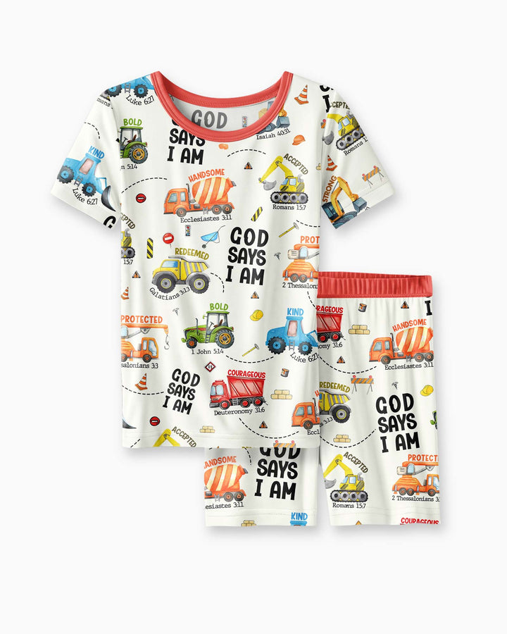 Dios Dice Soy Niño Bambú Conjunto de Pijama de Dos Piezas de Manga Corta y Pantalón Corto