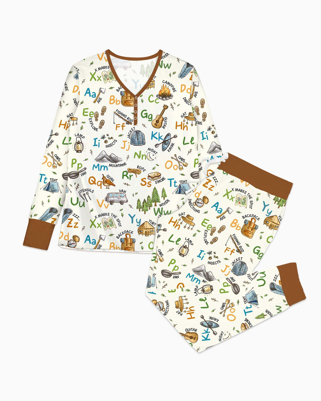 Plantilla de conjunto de pijama de mujer de bambú