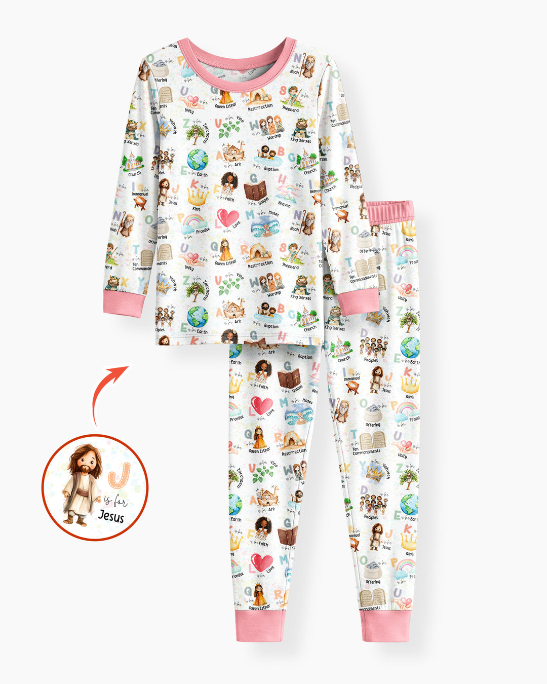 Bible ABC Alphabet Bamboo Two Piece Long Sleeve Pajama Set