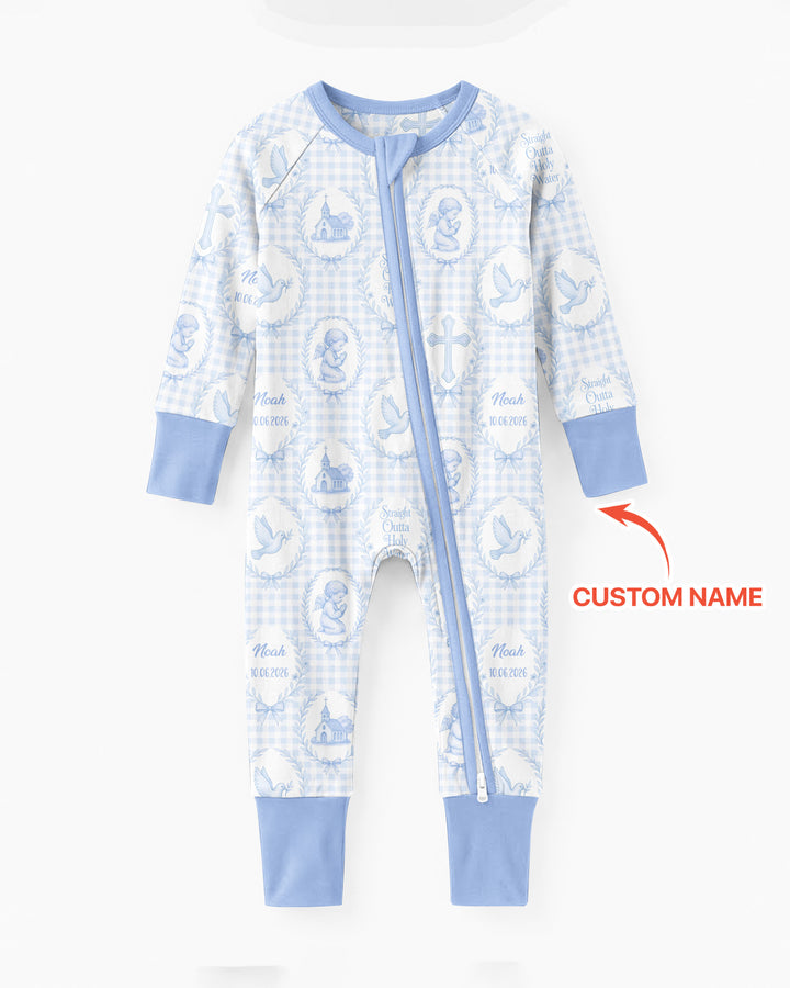 Custom Name Baptism Straight Outta Holy Water Bamboo Convertible Zippy