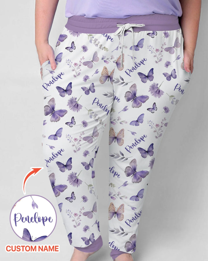 Custom Name Lilac Bloom Bamboo Women Pajama Set