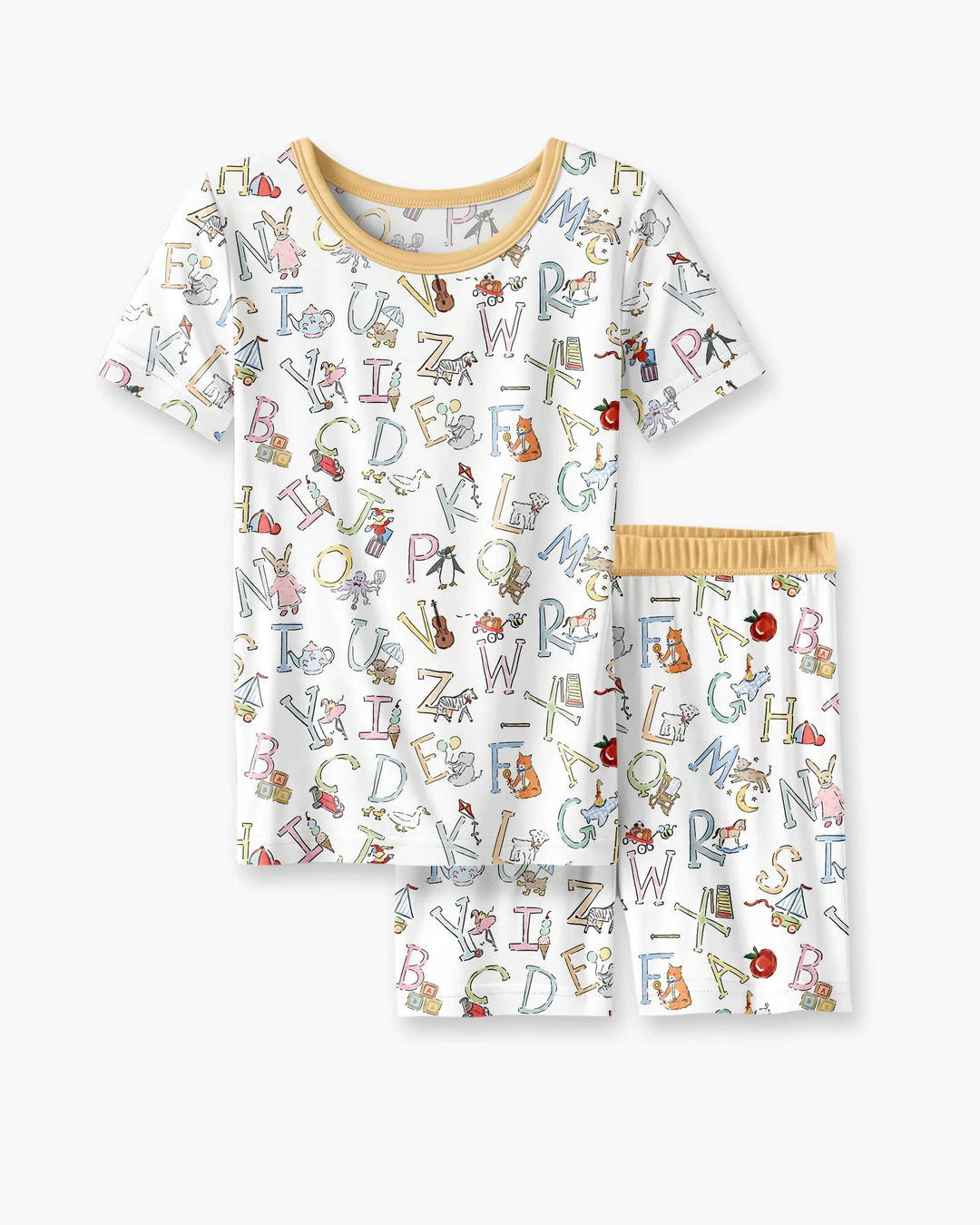 ABC Whimsy Bamboo Two Piece Short Sleeve Shorts Pajama Set