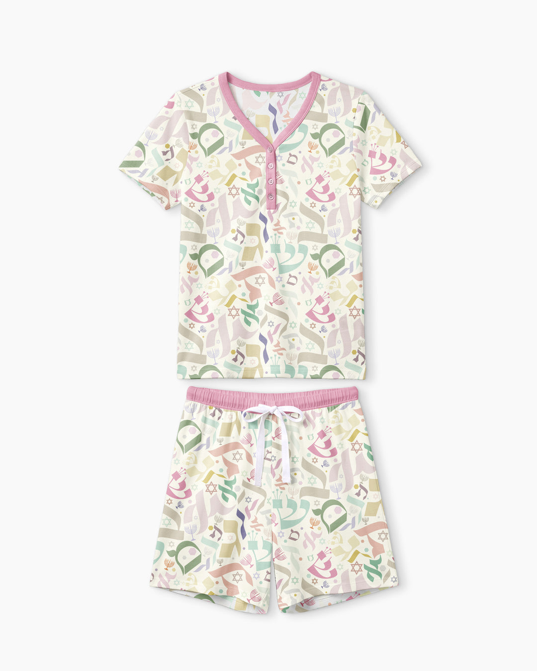 Hebrew Harmony Family Matching Bamboo Women Short Sleeve Short Pajama Set