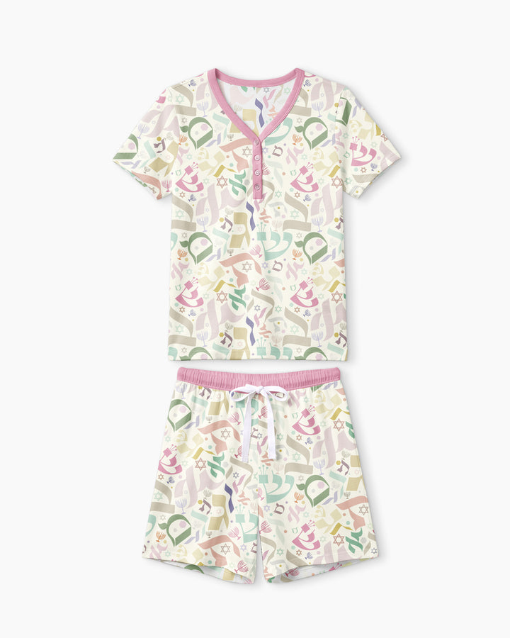 Hebrew Harmony Family Matching Bamboo Women Short Sleeve Short Pajama Set