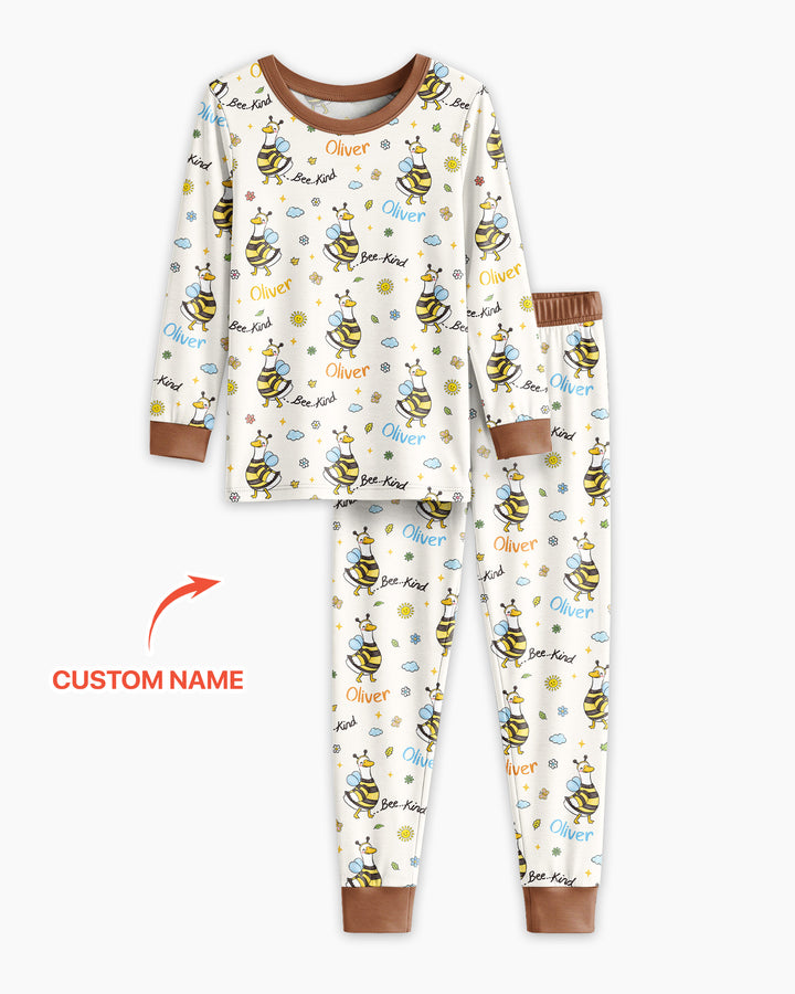 Custom Name Bee Kind The Goose Bamboo Two Piece Long Sleeve Pajama Set