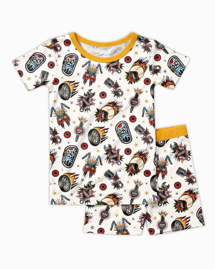 Born to Ride Together Family Matching Bamboo Two Piece Short Sleeve Shorts Pajama Set