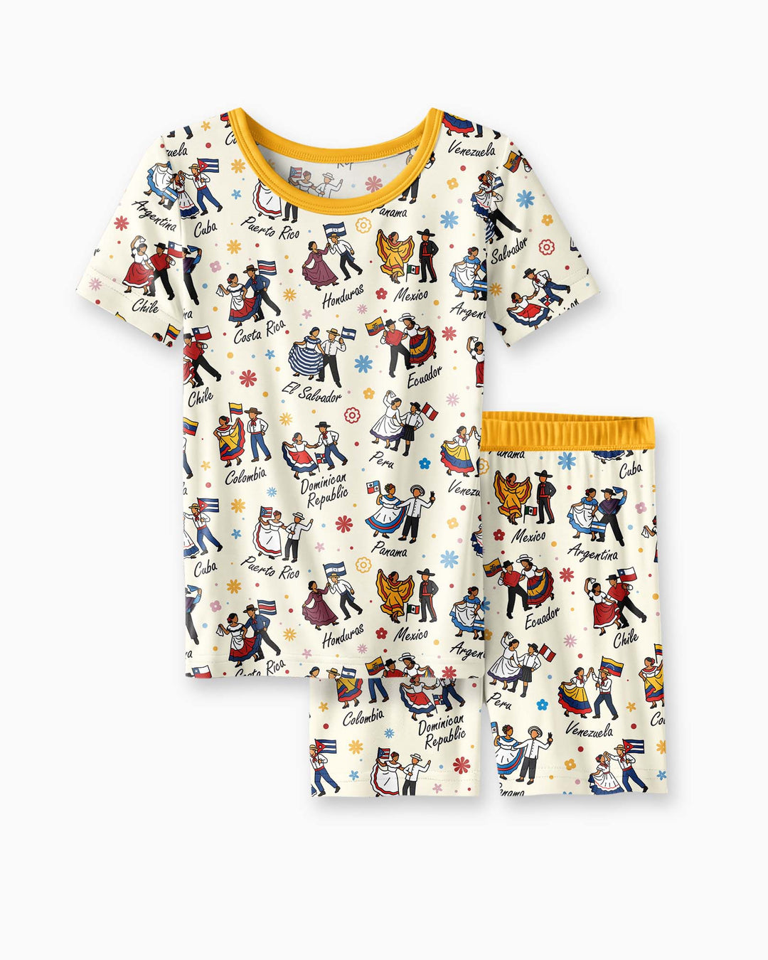 Template Zweiteiliges Pyjama-Set mit kurzen Ärmeln und Shorts