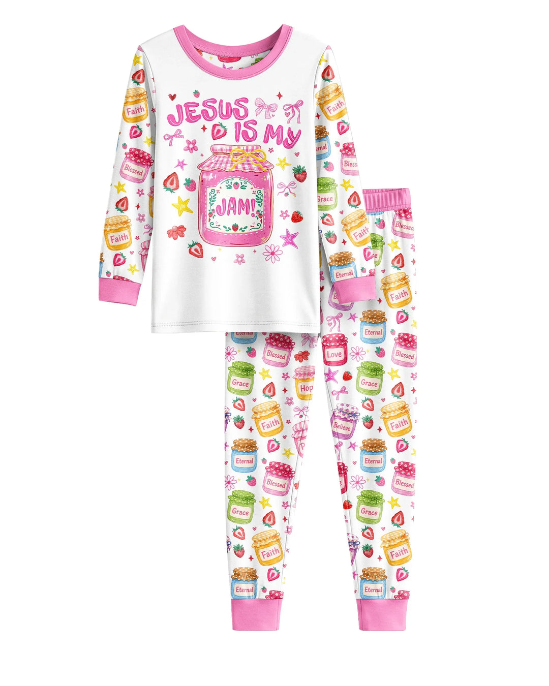 Preppy Summer Jesus Is My Jam Bamboo Two Piece Long Sleeve Pajama Set
