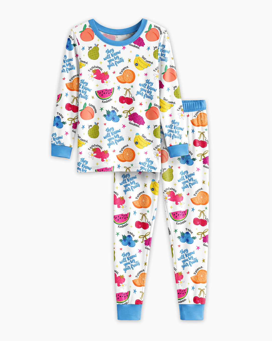 Zweiteiliges Langarm-Pyjama-Set mit Sommerfrüchten