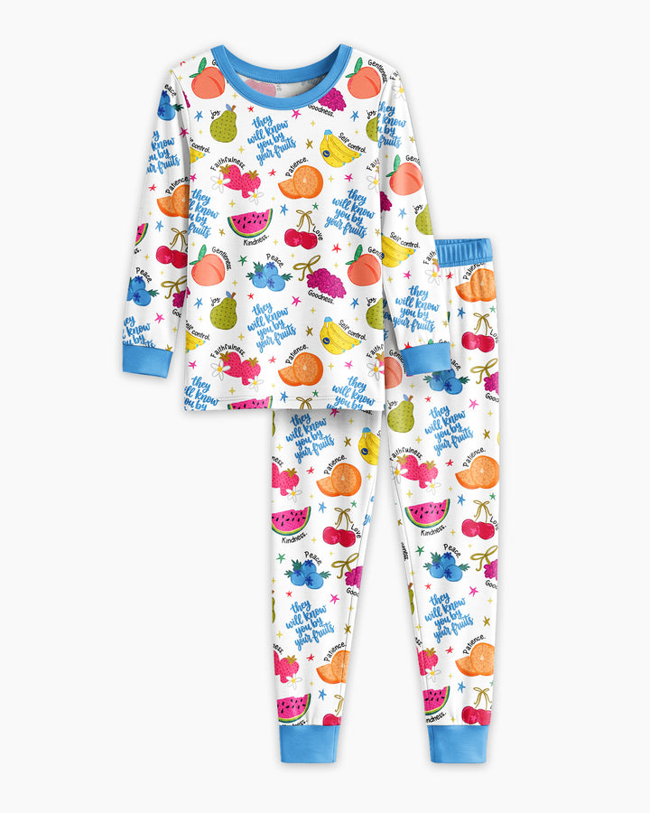 Zweiteiliges Langarm-Pyjama-Set mit Sommerfrüchten