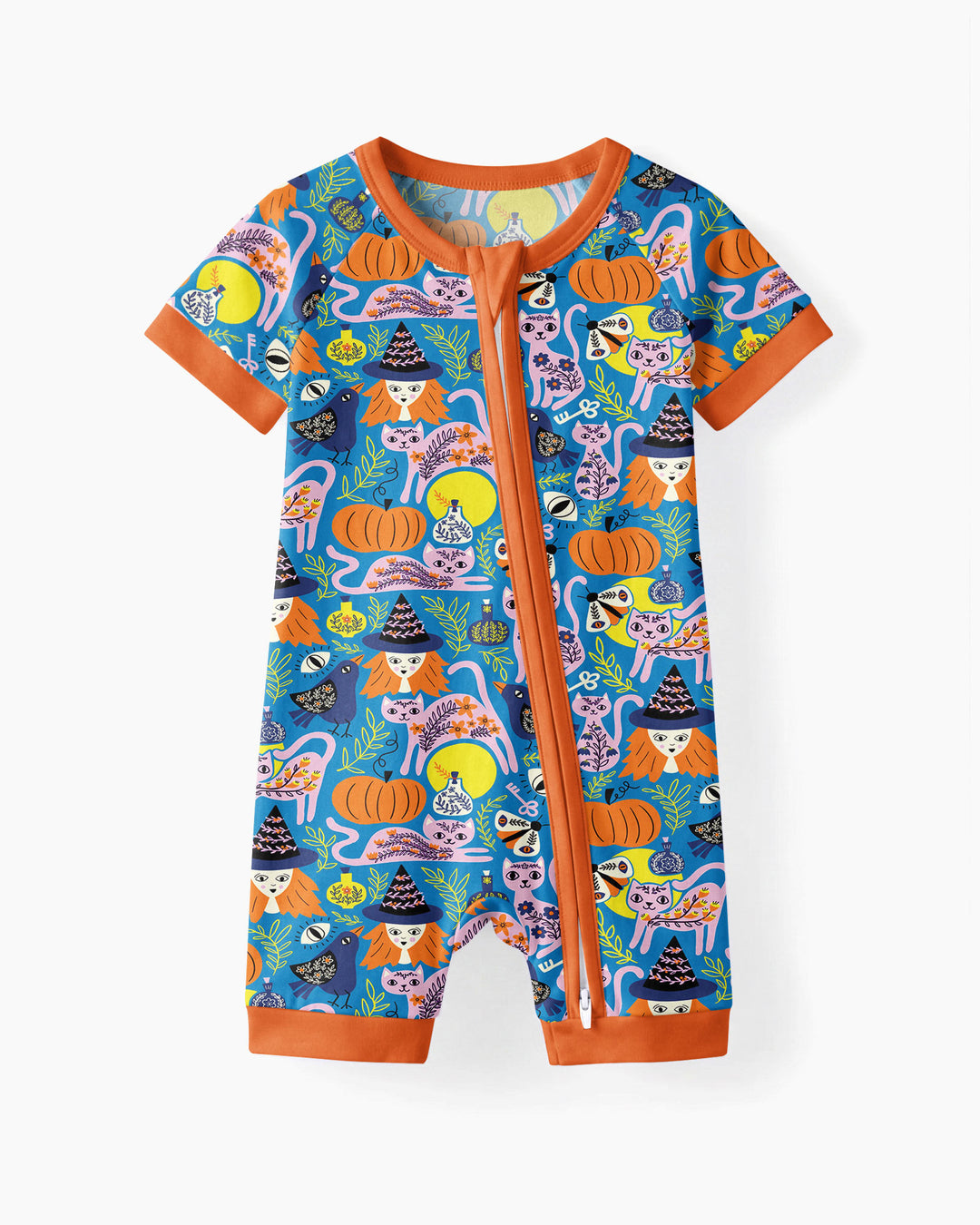 Whimsical Witch Cats Bamboo Shorty Zippy