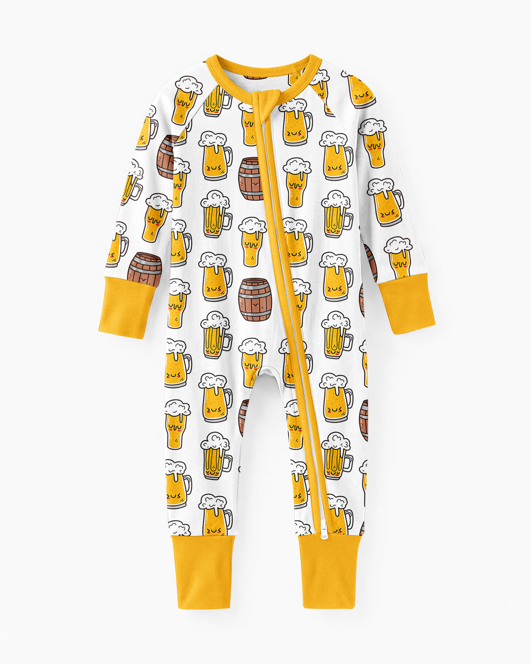 Beer Mugs and Barrels Bamboo Convertible Zippered Romper