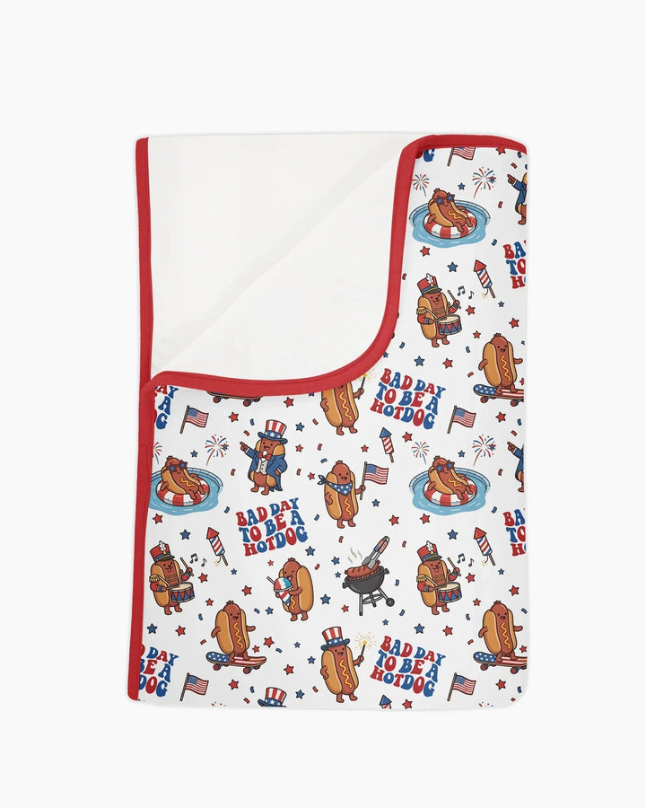 Hot Dog Patriotic Bamboo Blanket